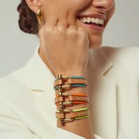 Pulsera Cuero Naranja Color Oro  T. S-225560 Pulsera Cuero Naranja Color Oro  T. S-225560 1